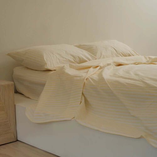 Home Lab 100% Stonewashed Cotton Stripe Sheet Set